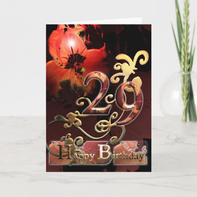 Carte Lily Dream flower Happy 29 Anniversaire faux doré (Devant)