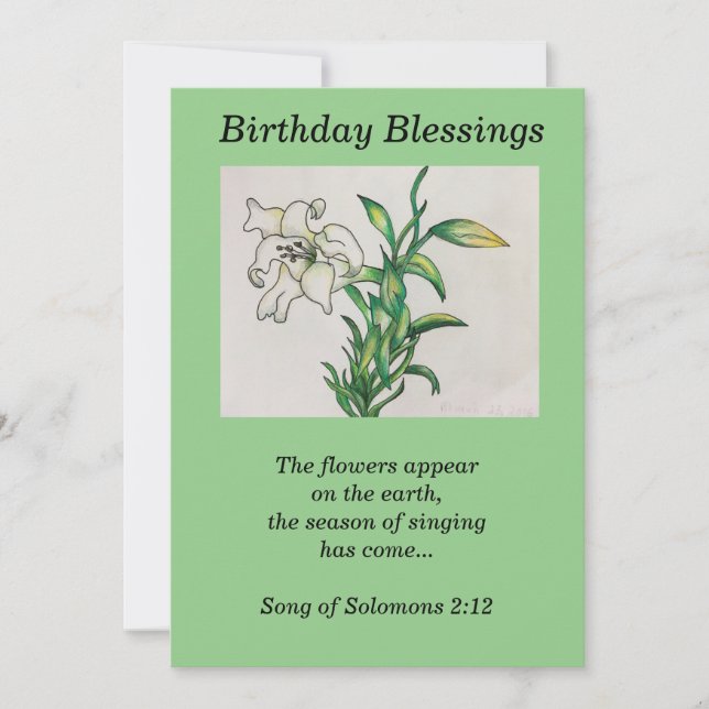Carte Lily Flower Blessings Anniversaire Citation Solomo (Devant)