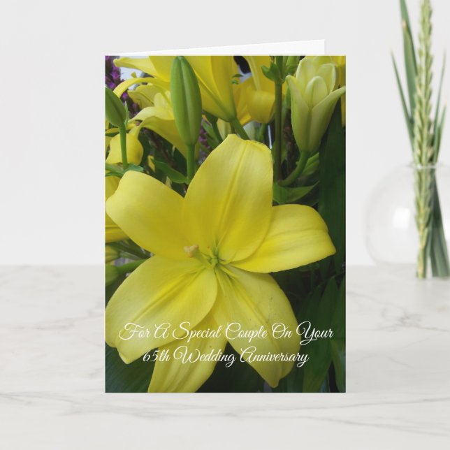 Carte Lily Jaune Personnalisé 65e anniversaire de Mariag (Devant)