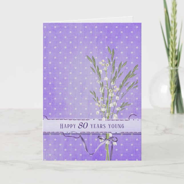 Carte Lily of the Valley Bouquet 80e anniversaire (Devant)