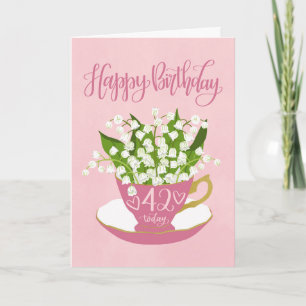 Carte Lily of the Valley Teacup 42e anniversaire