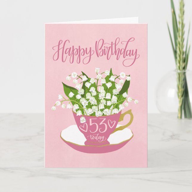 Carte Lily of the Valley Teacup 53e anniversaire (Devant)