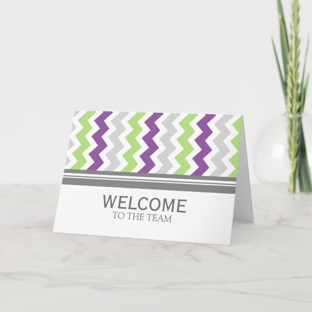 Carte Lime Gray Chevron Employee Welcome to the Team (Devant)