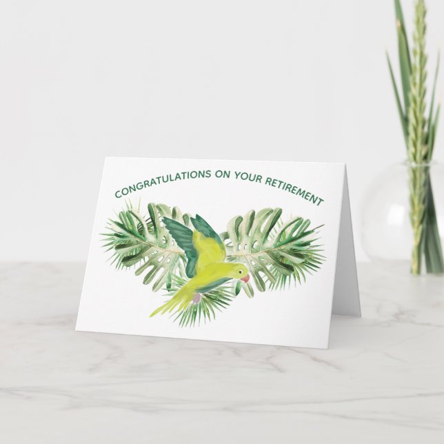 Carte Lime Green Parrot Bonne retraite Salutation (Devant)