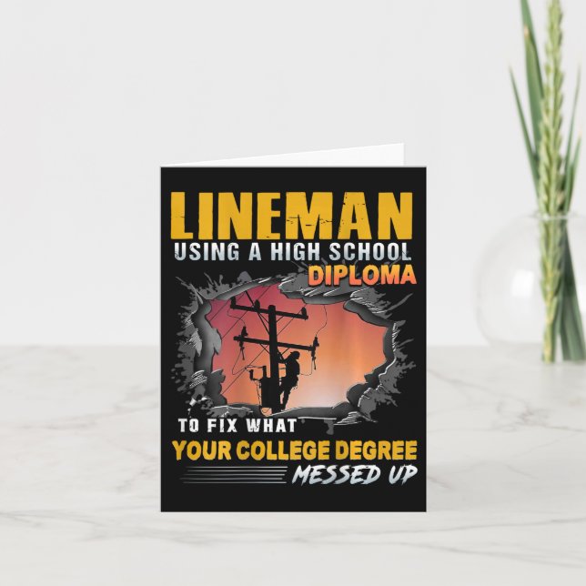 Carte Lineman en utilisant un diplôme d'études secondair (Devant)