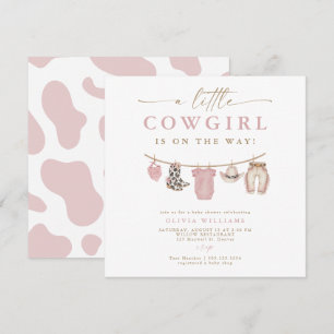 Carte Linge de bébé rose pour petite cowgirl Baby Shower