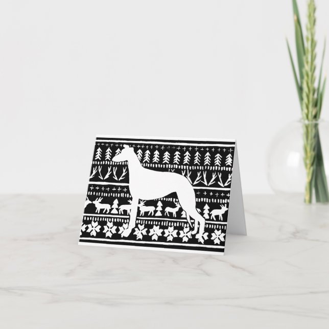 Carte Linocut de Noël de Fairisle (Devant)