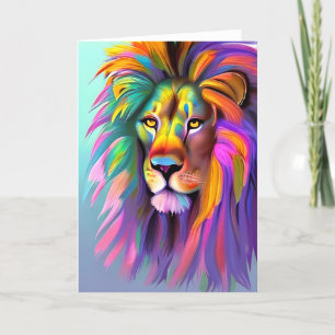 Carte Lion Abstrait Face Mystical Imaginaire Art