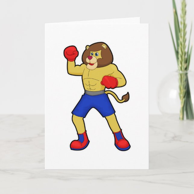 Carte Lion au boxe avec gants de boxe (Devant)