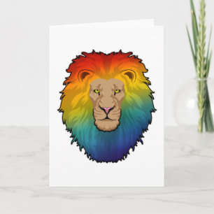 Carte Lion aux couleurs arc-en-ciel