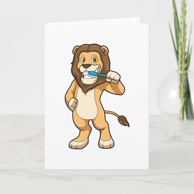 Carte Lion avec brosse à dents (Devant)