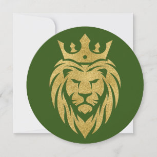 Carte Lion Avec Couronne - Style Or 3