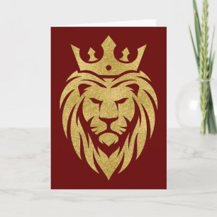 Carte Lion Avec Couronne - Style Or 3