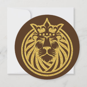 Carte Lion Avec Couronne - Style Or 4