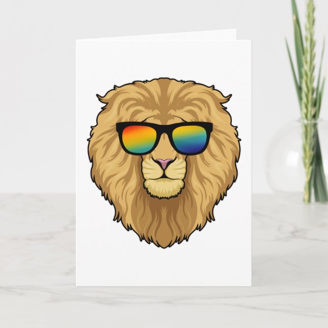 Carte Lion avec lunettes de soleil (Devant)