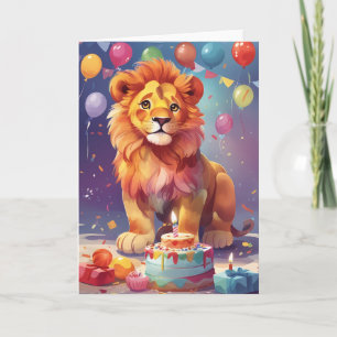 Carte Lion coloré à la fête des fêtes