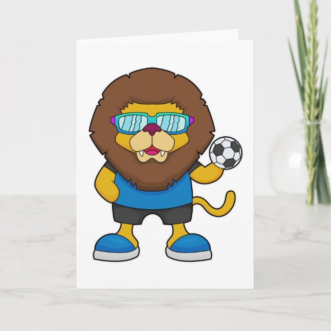 Carte Lion comme joueur de football avec Soccer (Devant)