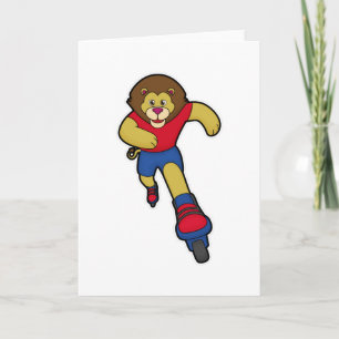 Carte Lion comme patineur avec patins en ligne