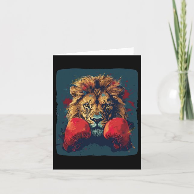 Carte Lion cool Avec Gants De Boxe Costume (Devant)