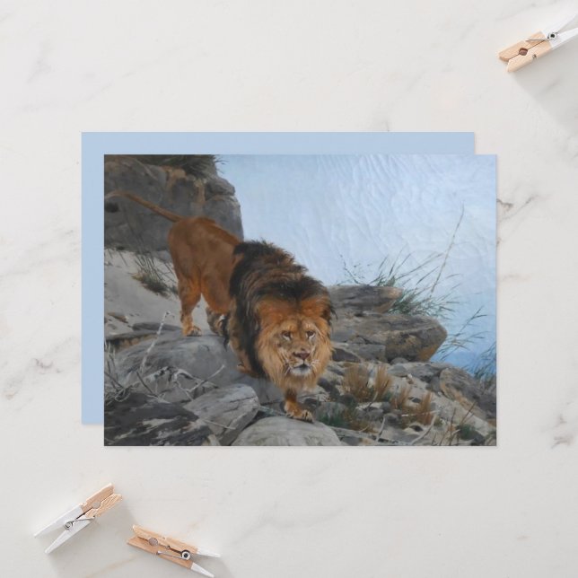 Carte Lion dans les montagnes (Devant/Arrière en situation)