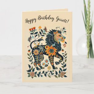 Carte Lion d'art folklorique modifiable 