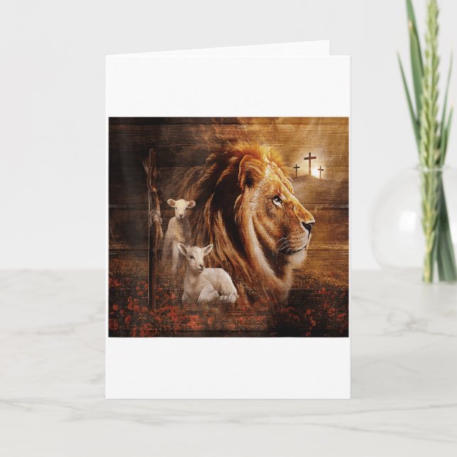 Carte Lion de Juda Agneau Dieu Croix Jésus Lumière Dieu  (Devant)