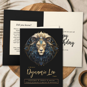 Carte Lion d'or noir moderne signe Zodiac Leo Anniversai