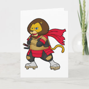 Carte Lion en guerrier avec Cap