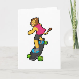 Carte Lion en Skateboard avec Skateboard
