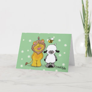 Carte Lion et agneau Véritables amis