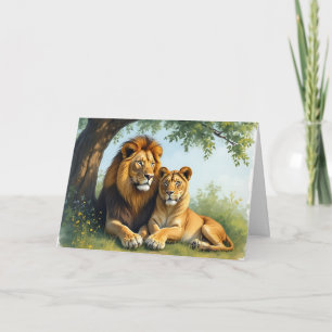 Carte Lion et Lion Joyeux Anniversaire