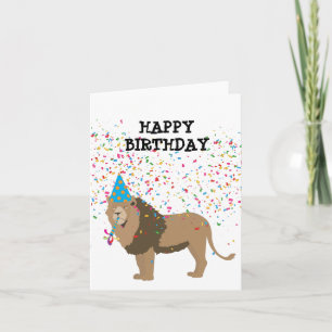 Carte Lion Jungle Fête Animaux Fête Anniversaire