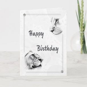 Carte Lion Lionne Inspiration Faune Anniversaire