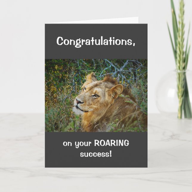 Carte Lion masculin africain félicitations succès fulgur (Devant)