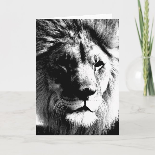 Carte Lion noir et blanc (Devant)
