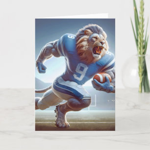 Carte Lion portant un football