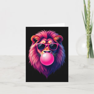 Carte Lion Rose qui souffle du Bubble Gum 