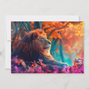 Carte Lion royal dans la conception forestière enchantée