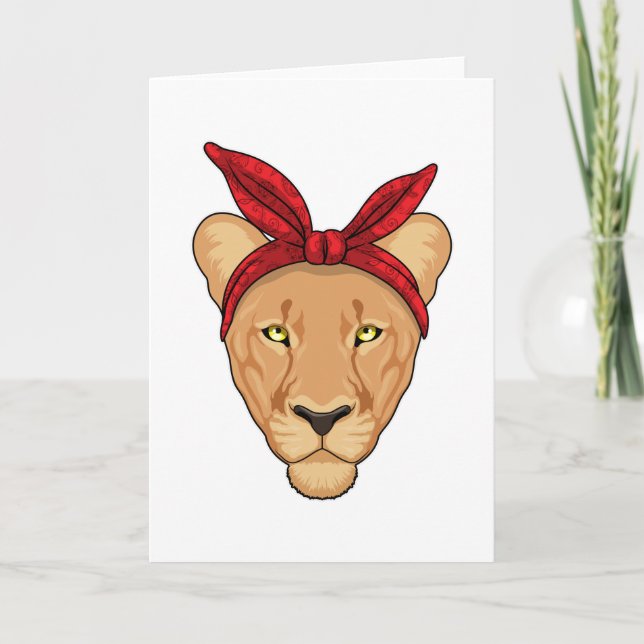 Carte Lionne avec bandana (Devant)