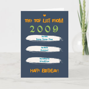 Carte Liste d'anniversaire 2009