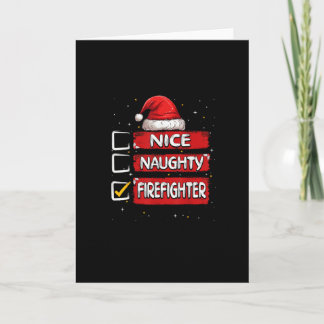 Carte Liste de Noël du pompier gentil ou vilain
