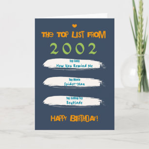 Carte Liste des meilleurs anniversaires de 2002