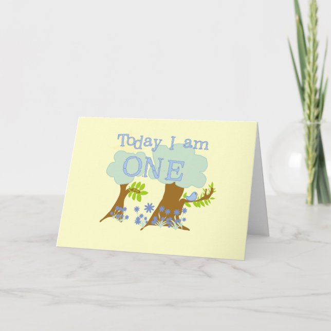 Carte Little Bluebird 1er Anniversaire Tshirts et cadeau (Devant)