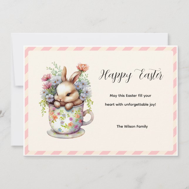 Carte Little Bunny in a Floral Teacup (Devant)