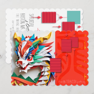 Carte Little Dragon Baby shower ajouter photo cadres bla