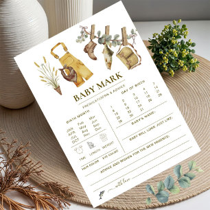 Carte Little Fisherman Prédictions Baby shower Jeu