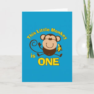 Carte Little Monkey 1er Birthday Boy Card