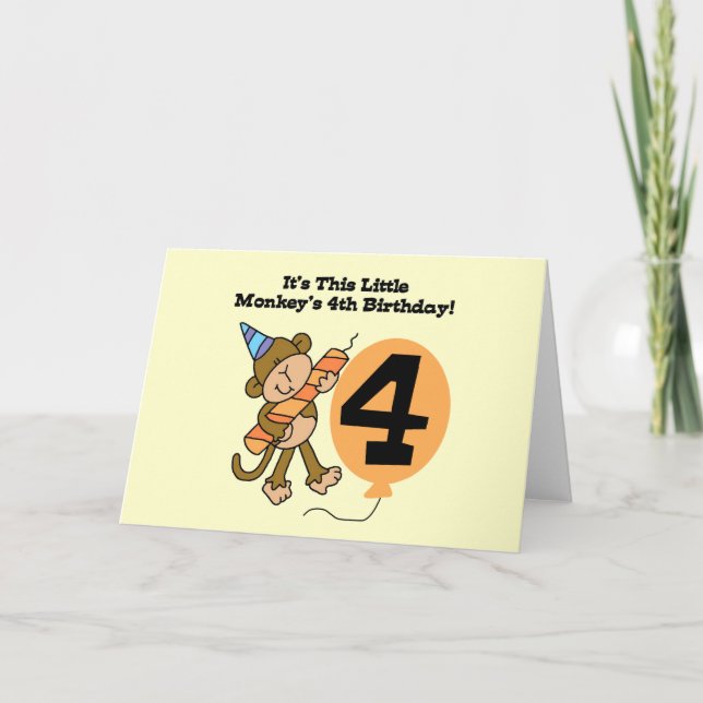 Carte Little Monkey 4th Birthday Tshirts et cadeaux (Devant)
