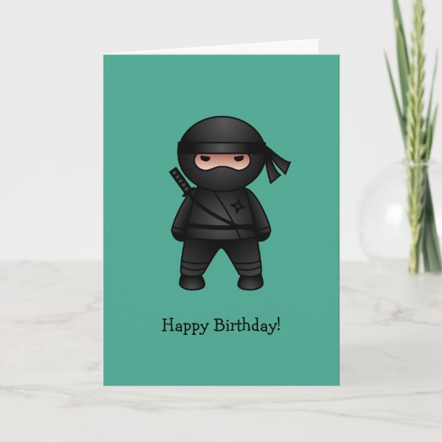 Carte Little Ninja sur Green Happy Birthday (Devant)