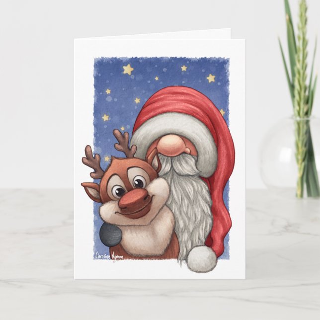 Carte Little Père Noël et son petit renne (Devant)